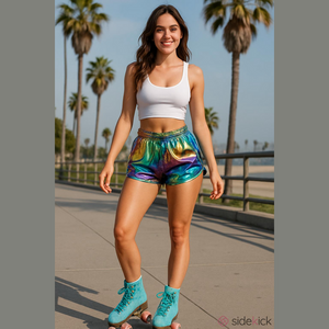 🖤 NWT Rainbow 🌈 Metallic Women's Athletic Shorts